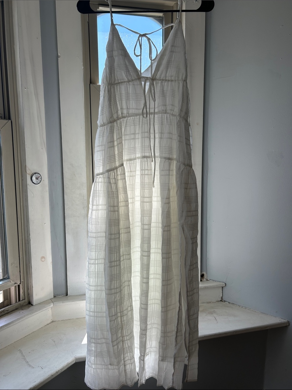 Astr White Tie-Front Maxi Dress